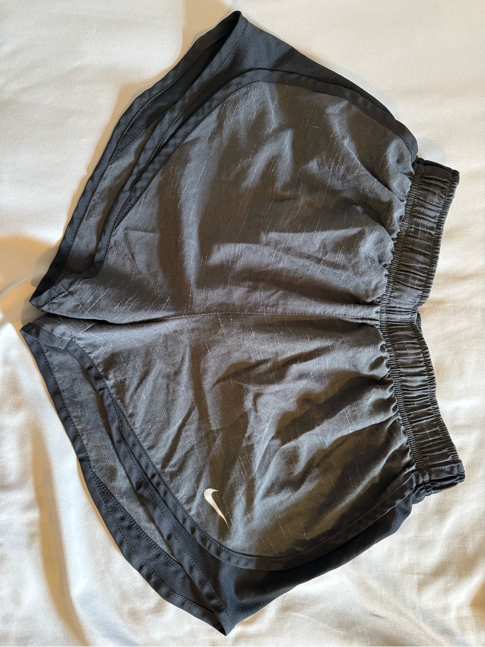 Nike Women's Black Athletic Shorts with White Swoosh